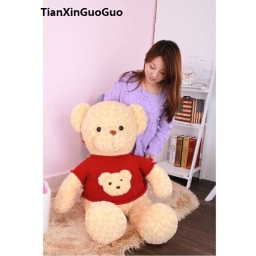Large 100cm stuffed plush toy Teddy bear dressed red sweater bear toy soft hugging pillow birthday gift b2979