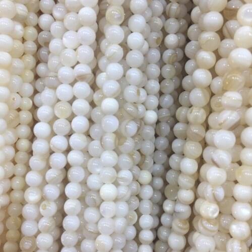Natural Stripes Pearl Shell Beads Mother of Pearl Freshwater Shell Round Beads For Jewelry Making DIY Charm Bracelet Necklace