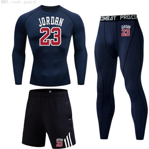 Brand Clothing Mens Winter long johns Compression underwear Fitness tights Jordan 23 leggings Winter thermal underwear set