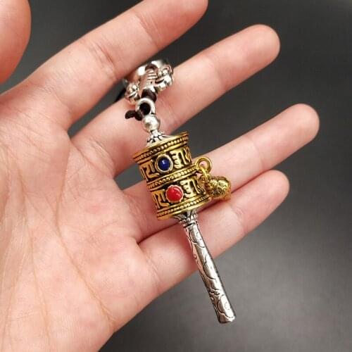 Buddhist HOME Amulet Pendant Pocket CAR WALL bless Safe health Good luck Six word Mantra prayer wheel Buddha protective talisman