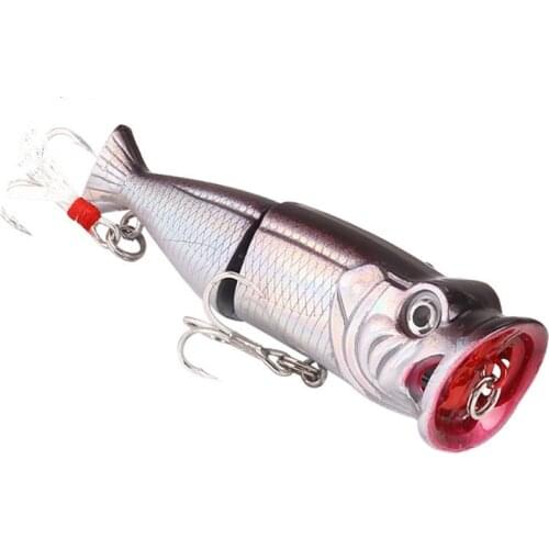 1 Piece Sale Popper Fishing Lure Abs Plastic 8Cm/14.7G Spinner Fishing Hard Bait with Feather Treble Hook Fishing Accessories