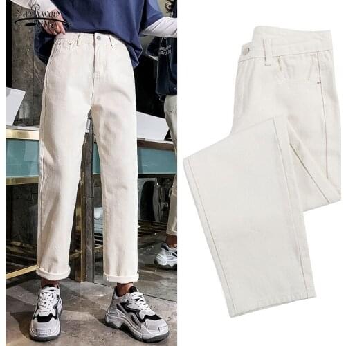 2020 Autumn New Fashion Jeans Women Chic High Waist Jeans Elastic Wide Leg Denim Trousers Office Lady Clothes with Button 11064