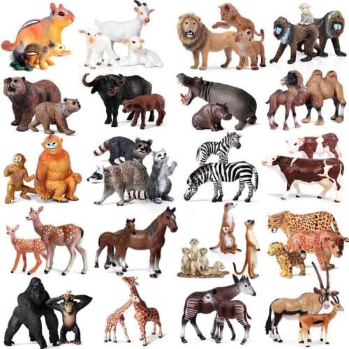 New Wild Animals Zoo Model Lion Tiger Giraffe Bear Solid PVC Action Figure African Animal Family Model Set Kids Educational Toys