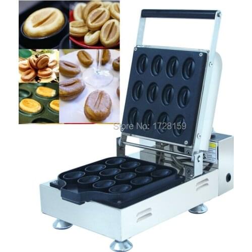 12pcs Commercial 110V /220v Electric Non-stick Coffee Beans Waffle Maker, coffee beans cake for snack and dessert shop
