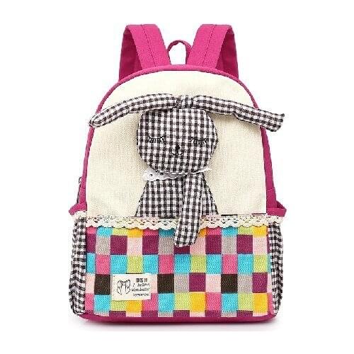 Canvas Children Girl School Backpacks Kids Kindergarten Student Backpack Cartoon Book Bags for Baby Girls Animal Rabbit Infant