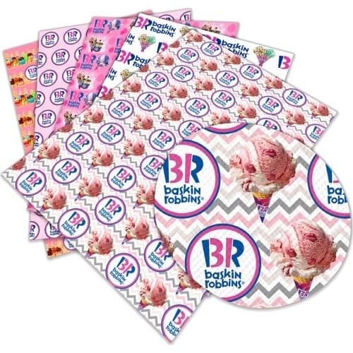 New Arrival Ice Cream Partoon A4 22x30cm Printed Faux Leather for Cloth DIY Decoration Crafts L299 L300