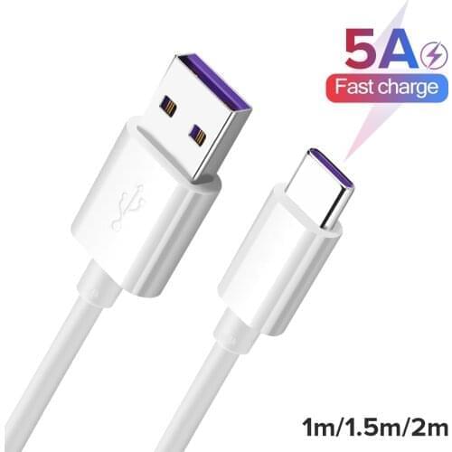 1m 1.5m 2m USB C Cable 5A Supercharge Type C Cable for Huawei P30 Samsung Galaxy S10 Plus Fast Charging USB Cable for Xiaomi