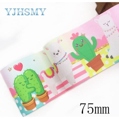 I-19912-2160, 75mm 3'' Cartoon plant cactus grosgrain ribbon packaging design, DIY accessories handmade materials