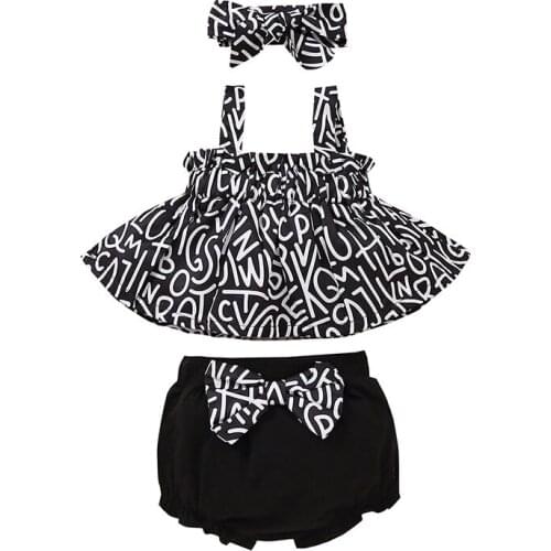 Baby Girls Summer Leopard Clothes Sets Bebe Black Sling Tops Vest+Shorts Panties+Headband Outfits Clothing Suit for Toddler Girl
