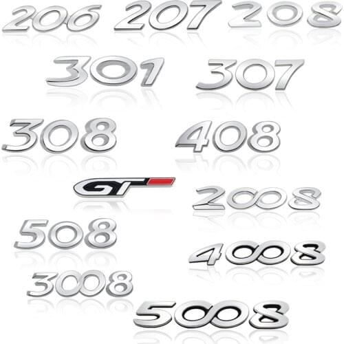 3D Metal Car Stickers Trunk Emblem Badge Decal For Peugeot 107 108 206 207 208 308 307 508 2008 3008 508 Style Car Styling