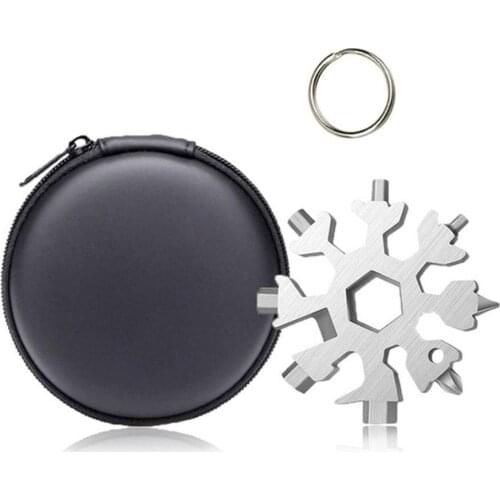 Multifunctional 18 In 1 Snowflake Multi Pocket Tool Keyring Key Ring Spanner Hex Wrench Wrench Tools Hand Tools