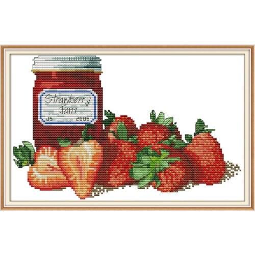 Strawberry Jam cross stitch kit aida 14ct 11ct count print canvas cross stitches needlework embroidery DIY handmade