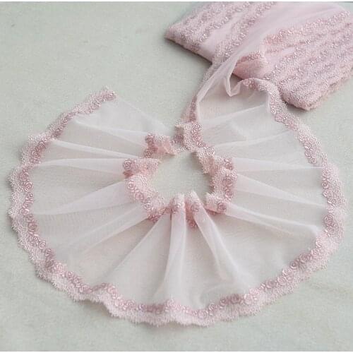 10meters Grey Pink Lace trim Girl Skirt Hem Underwear Bra Sewing Craft DIY Apparel Fabrics Bilateral For Clothing 17cm