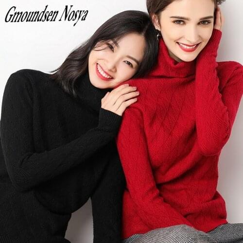 2020 New Fashion women sweater rhombus turtleneck sweaters cashmere sweater women knitted sweater warm winter tops for women