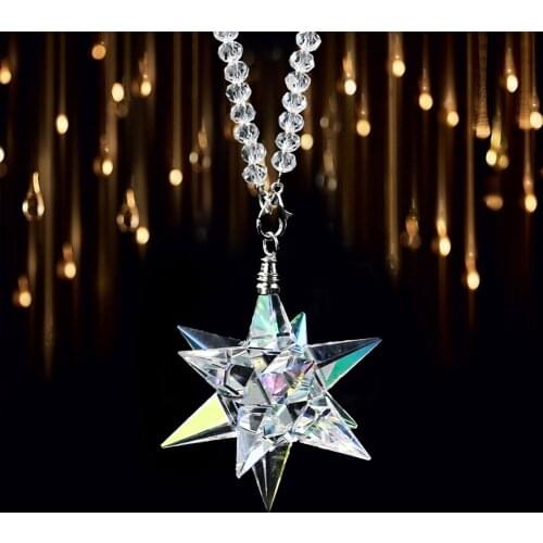 Car Pendant High-end Crystal Snowflake Meteor Hammer Car Hanging Creative Decor Rearview Mirror Pendant Home Collection Crafts