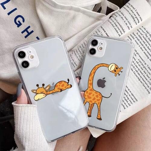 Cute Cartoon Animal Giraffe Clear Case For Coque iphone SE 2020 12 Mini 11 Pro Max Cover For iphone X XR XS MAX 7 8 6s Plus Case