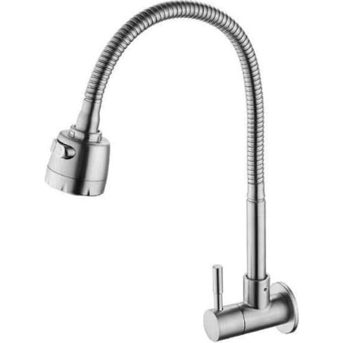304 Stainless Steel Faucet, Wall-mounted Vegetable Sink, Single Cold Water Faucet, Brushed Universal Stainless Steel Sink Faucet