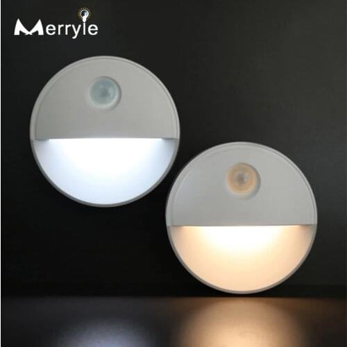 LED Motion Sensor Night Light PIR Magnetic Infrared Emergency Night Lamp Body Wireless Bedroom Wall Lamp Cabinet Stairs Aisle