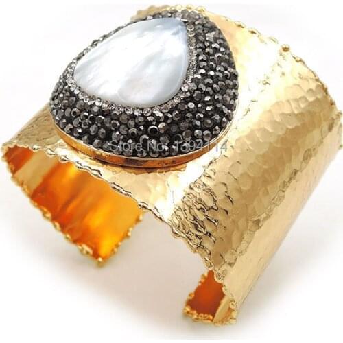 Shell Triangle Pave CZ Thread Bracelet Gold Color Adjustable 2.5 Inch