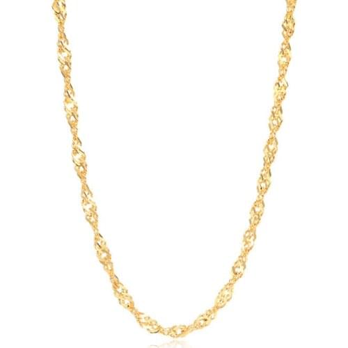 Wholesale 999 24K solid pure gold jewelry water wave chain necklace for woman