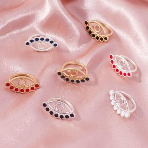 2020 Fashion New Female Womens Rings Wedding Alloy Drop Oil Love Heart Eye Round Rings Gifts for Women Girls Party Jewelry