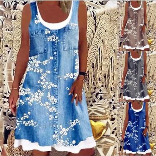Women 2021 Vintage Vest Tank Sleeveless Ruffles Pocket Button Dress Large Big Summer Elegant Party Beach Dresses Plus Sizes