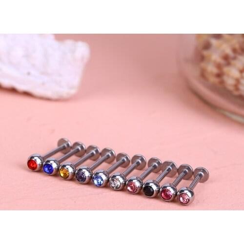 1Piece Surgical Steel Assorted Colors Labret Stud Lip Piercing Ear Cartilage Tragus Helix Ring Fashion Charming Jewelry