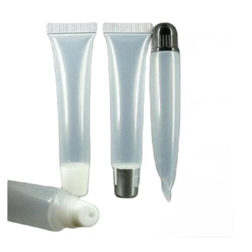 10ml transparent soft tube or lip gloss/color cream tube or lip balm tube or lip stick with silver/white/black lid