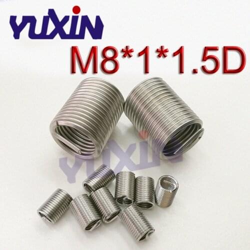 100pcs M8*1*1.5D Wire Thread Insert Stainless Steel 304 Wire Screw Sleeve, M8 Screw Bushing Helicoil Wire Thread Repair Inserts