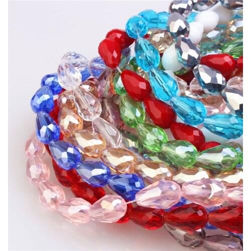 10x15mm Teardrop Glass Beads for Jewelry Making 50pcs AB Colour Faceted Vertical Hole Crystal Prism Spacer Beads