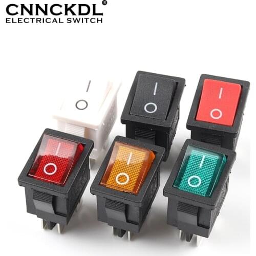 5 PCS/LOT KCD1 4 Pin 21*15mm ON-OFF Boat Car Rocker Switch 6A/250V AC 10A/125V AC With Red Blue Green Yellow Light Switch