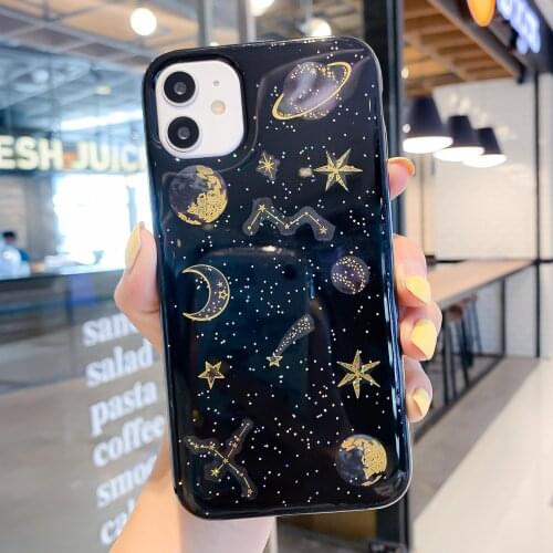 Glitter Bling Stars Moon Phone Case For IPhone 11 Pro Max XR X XS Max 8 7 6 6s Plus Glitter Bling Sparkle Soft TPU Phone Cover