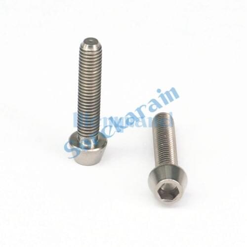 LOT 4 M5 x 25mm Original Color TC4 GR5 Titanium Alloy Allen Hex Screw Taper Cone Head Bolts For Bicycle