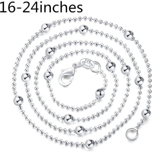 Fashion 925 Silver Necklace Beads Matching Chain Dress Clavicle Chain Sweater Chain 16''18''20‘’22''24''Inch