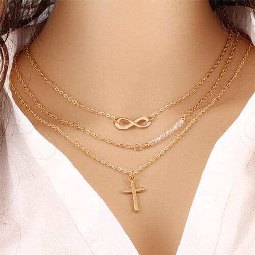 Personality Gold Color Double Triangle Pendant Multilayer Clavicle Chain Beach Punk Necklaces