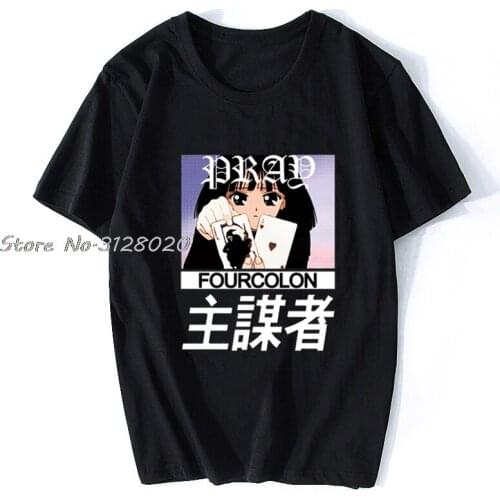 Pray Black T Shirt Print Authentic Graphic Formal Summer Style Letters T Shirt Men Cotton TShirt Tees Tops Streetwear Harajuku