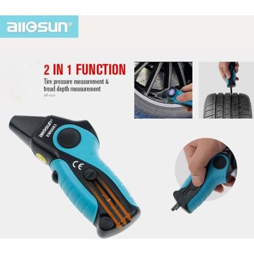 Digital Tire Pressure Gauge Monitor&Tire Veins Depth Tester 2 in 1 of Automotive Tester Car Tire Maintenance All-Sun EM6083