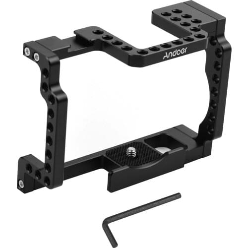 Photograohy Andoer vlog Camera Cage Rig Aluminum Alloy with Cold Shoe 1/4 Thread Compatible with Canon M50 Mirrorless Camera