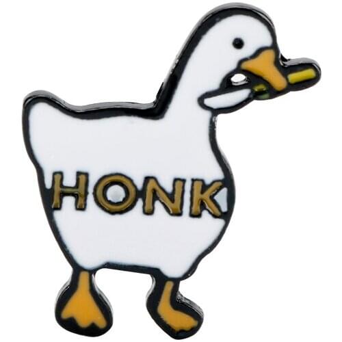 Enamel Brooch Cartoon Untitled Goose Lapel Pins Letter HONK Metal Brooches Backpack Lapel Badge