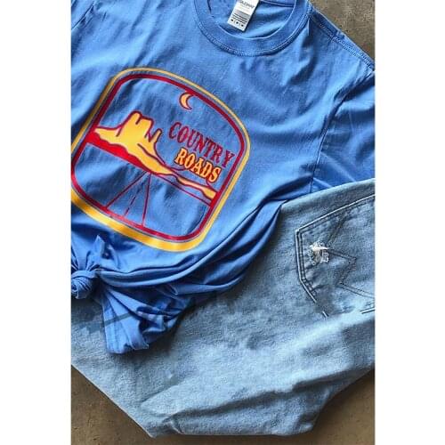 Country Road Vintage Unisex Men Women Graphic Tees 80s Short Sleeve Summer Cotton Shirt Loose Round Neck Casual T shirt Tumblr