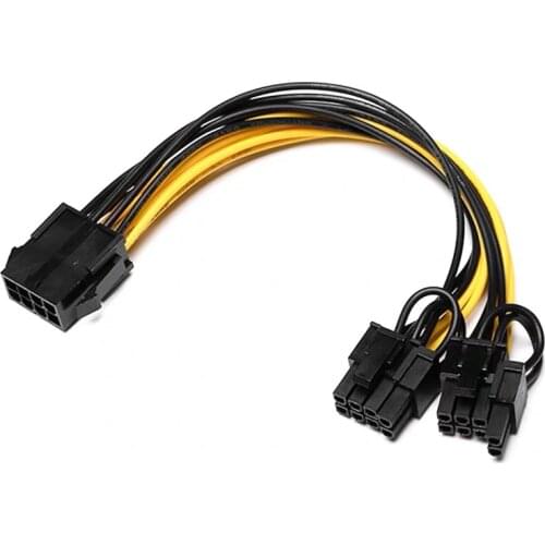 EPS CPU 8pin to 2-port PCIE 8pin Dual PCI-Express 6+2pin Y Splitter Miner GPU Graphics Card Power Supply Cable Cord 18AWG 20CM