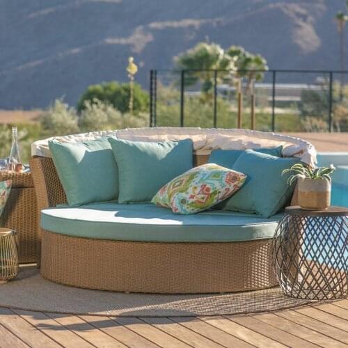 Freeshipping Lounger Outdoor Rattan Sofa Lying Bed Balcony Villa Outdoor PU Rattan Chairs Sets