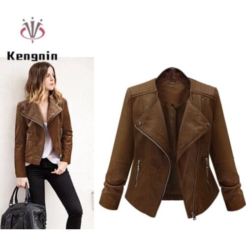 European Style Loose Oversized 5XL Sanake Skin Zipper Rider Jackets Women Autumn WInter Jacket Coat Female Clothing KE1906