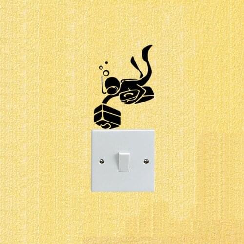 Cartoon Diver Diving Switch Sticker Livingroom Wall Decal 5WS0161