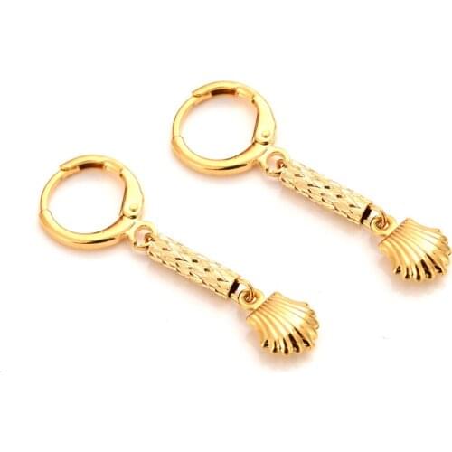 Newest high quality Solid Gold Jewelry Fashion cute fanshell Earrings Gift for Girls Friend Kids Lady earring party earring