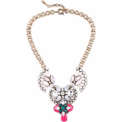 Bulk Price China Retro Antique Gold Color Red Resin Stone Necklace