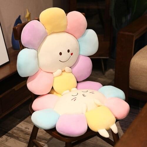 Kawaii Smile Sunflower Plush Toy Stuffed Soft Doll Cat Pet Sofa Cushion Mat Pillow Home Car Decor Adult/Girls Gift