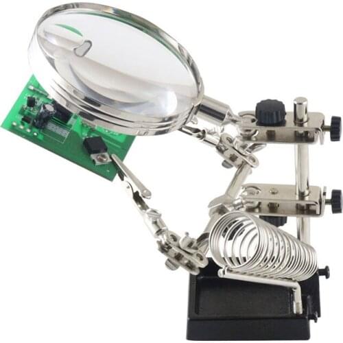 BEST-268Z Magnifying Glass 5X Magnifier Repair Tools Loupe Magnifying Tool Alligator Clip Soldering Solder Iron Stand