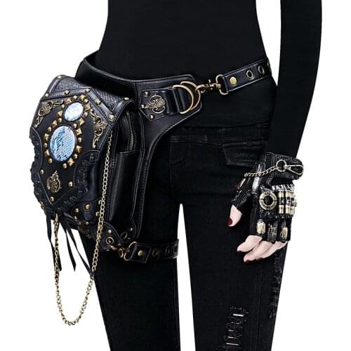 Women Waist Bag Fanny Packs Steampunk Thigh Belt Bag Moto & Biker Drop Leg Bag Gothic Men Shoulder Milti-wear Crossbody Bags