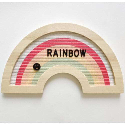 Handmade Rainbow Felt Letter Board Wood Frame with Changeable Letters Sign Symbols Numbers Message Boards Farmhouse Wall Decor